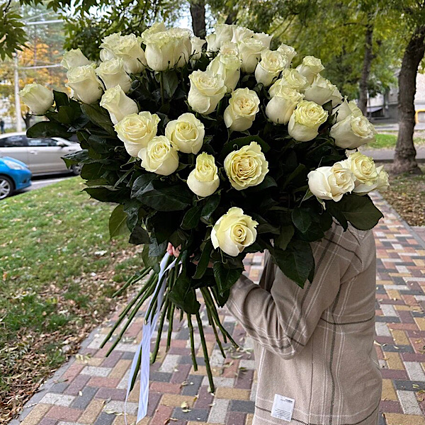 Элитные розы Эквадор Белая "Мондиаль"